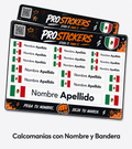 Calcomanías con Nombre y Bandera