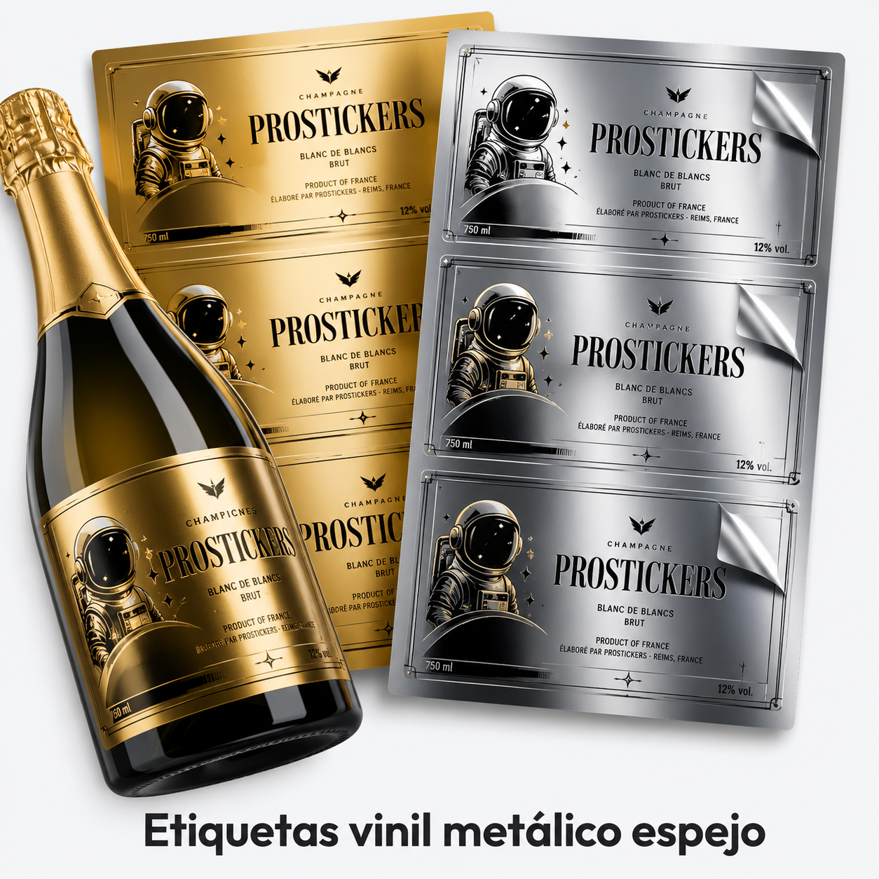 Etiquetas vinil metálico espejo